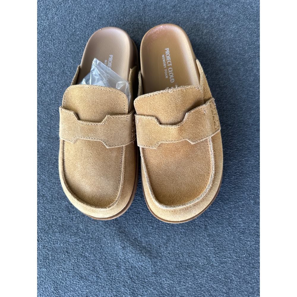 Project Cloud Foamy Tan Suede Mules Memory Foam Clog Slippers 1067 Mens 8